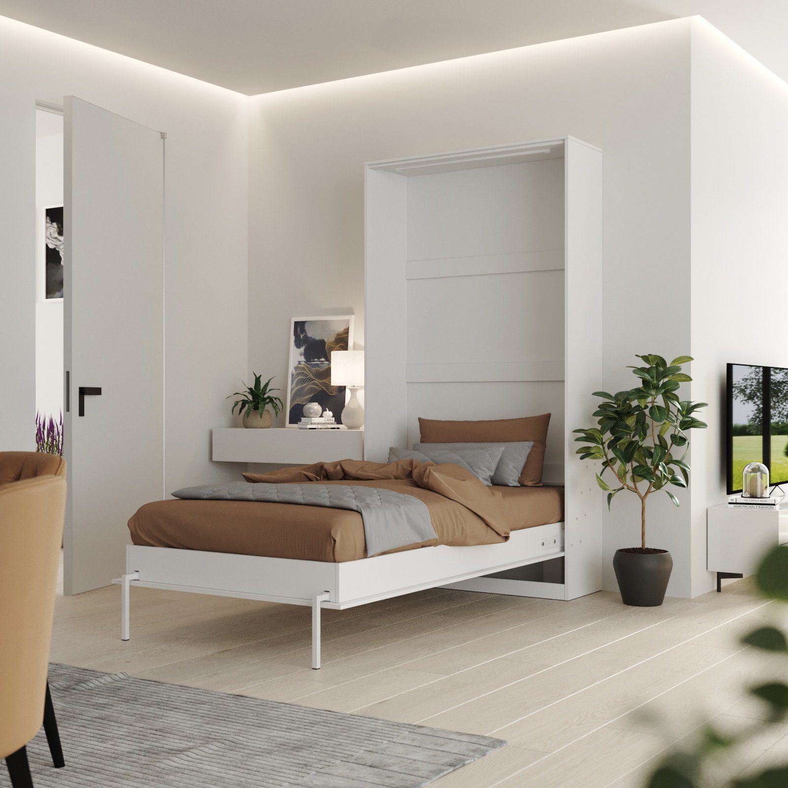 SMARTBett Schrankbett Wandklappbett 100/ 140/ 160x200 cm Weiß mit Gasdruckf günstig online kaufen