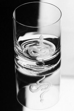 Casa Padrino Whiskyglas Luxus Whisky Glas 6er Set Schlange Ø 8 x H. 9 cm - Handgefertigte und handgravierte Whiskygläser - Hotel & Restaurant Accessoires - Luxus Qualität