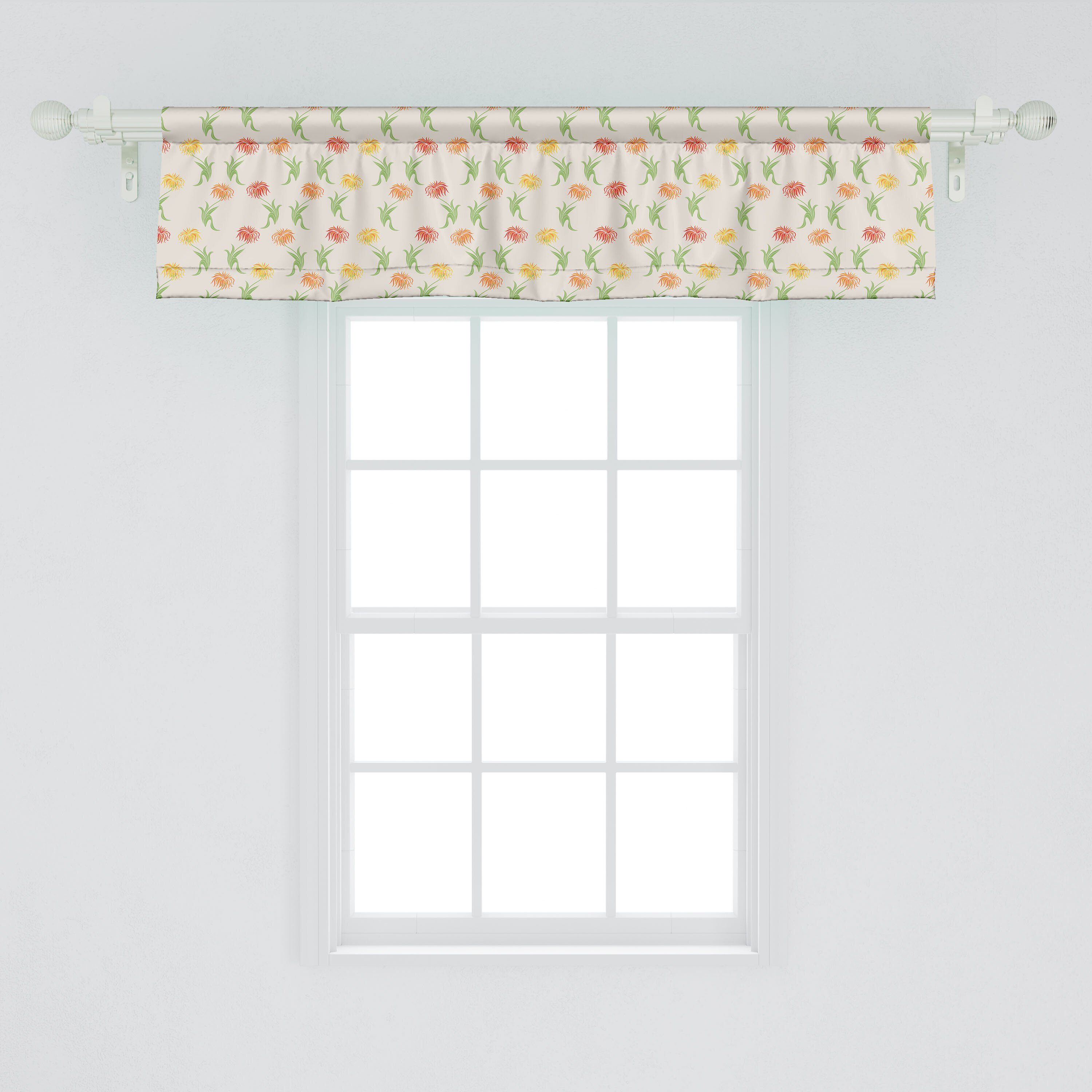 Scheibengardine Vorhang Volant für Küche Stangentasche, Gelb und Microfaser, Schlafzimmer Dekor mit Orange Aster-Blumen-Kunst Abakuhaus