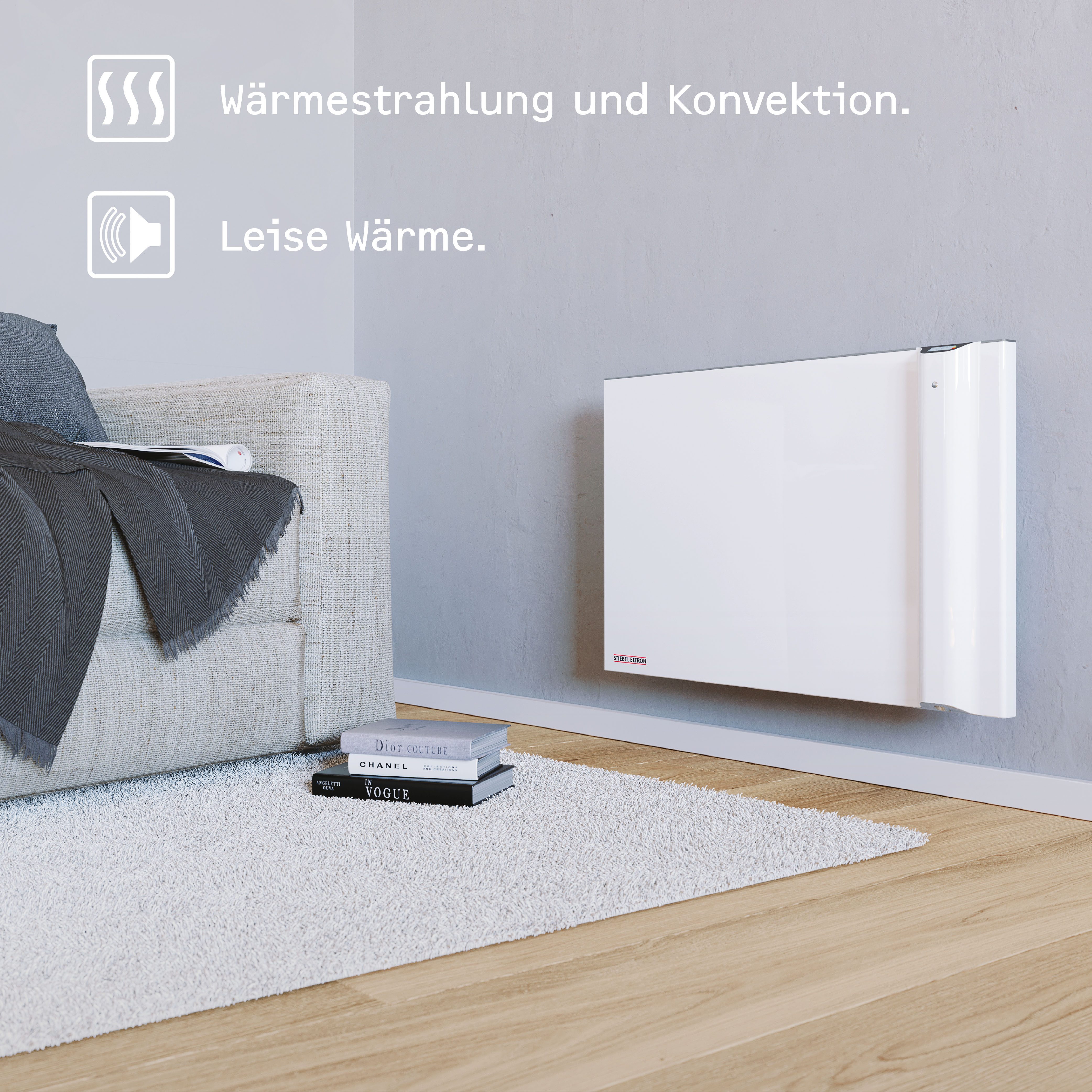 STIEBEL ELTRON Konvektor »CND 75«, Duo Wandkonvektor, Elektroheizung energiesparend, 0,75 kW, für ca. 9 m², LCD-Display, Wochentimer, ohne Stecker, Festanschluss