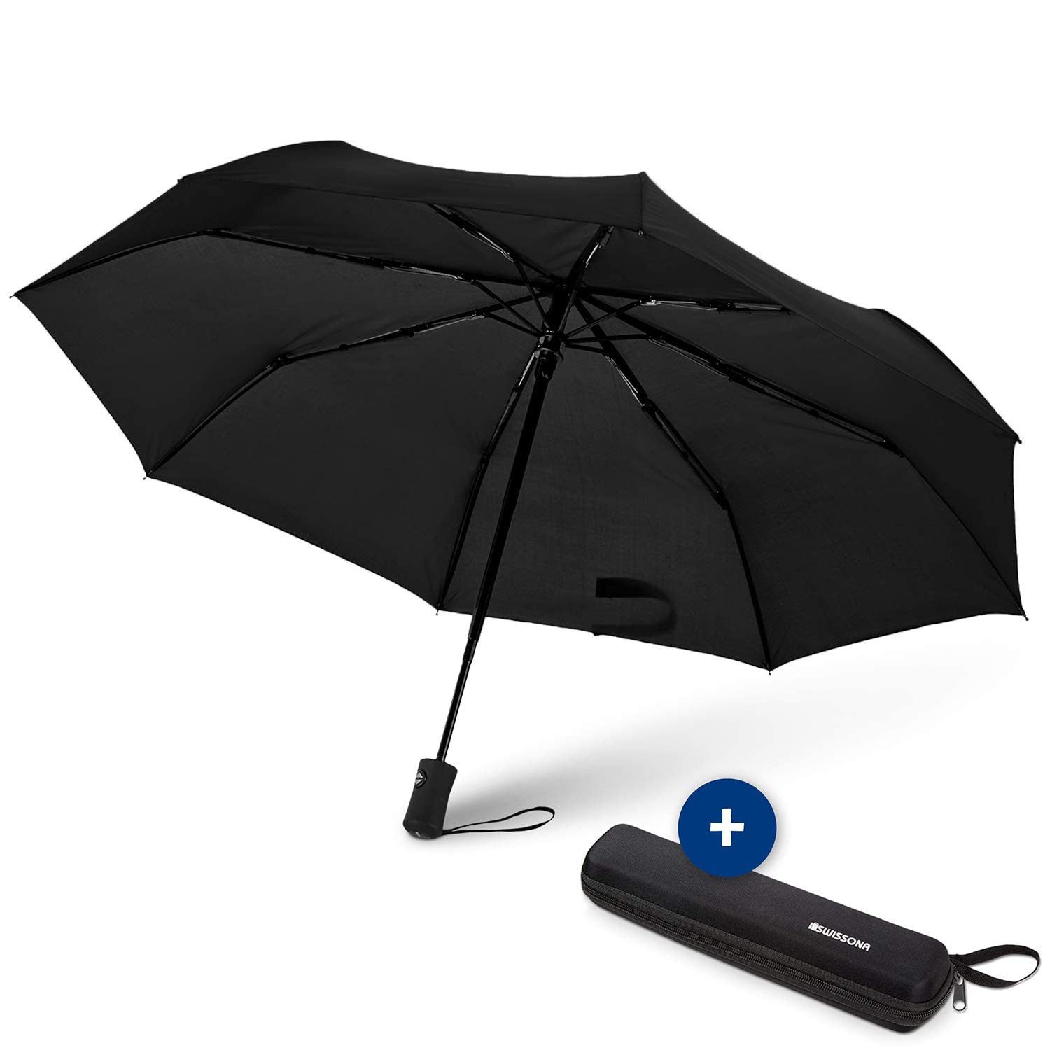 Swissona Taschenregenschirm SWISSONA Regenschirm winddicht mit Automatik, Schwarz, kompakt