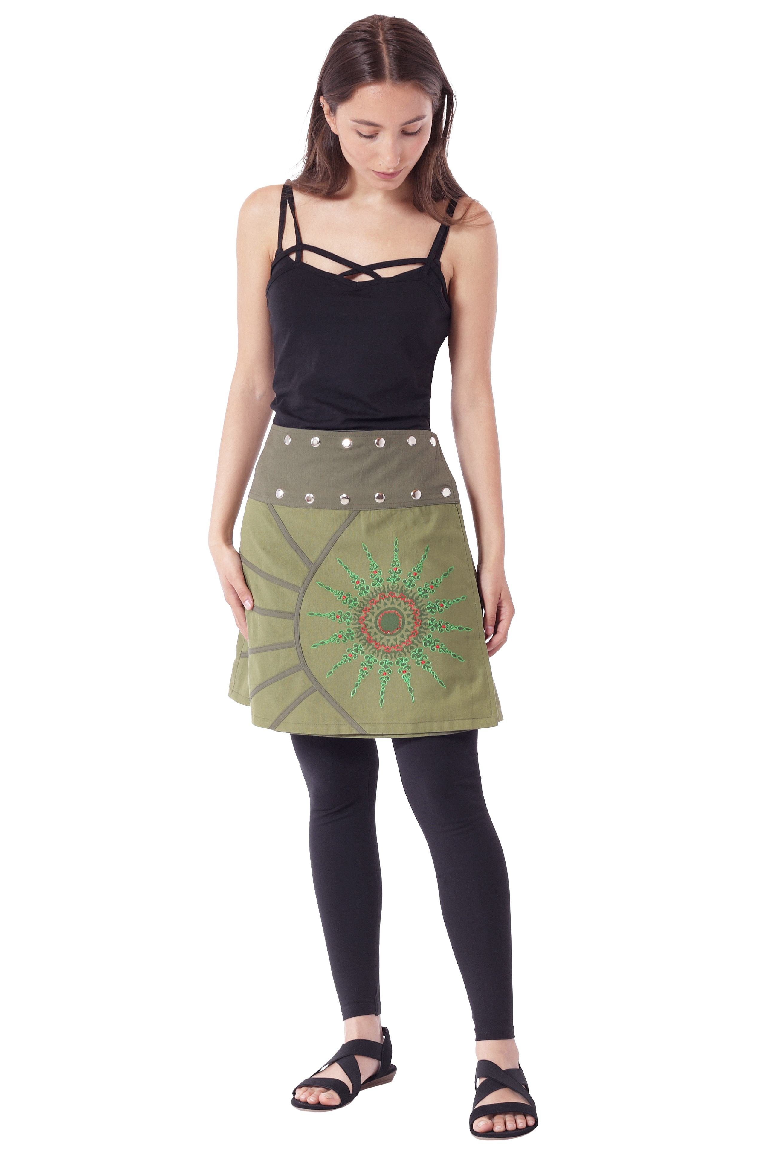 PUREWONDER Wickelrock Damen Rock mit Mandala-Blume günstig online kaufen