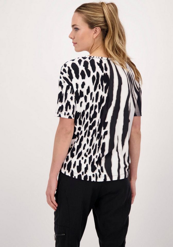 Monari Rundhalsshirt mit Animalprint, Trendiges Shirt mit Frontprint und  allover Animalprint von Monari