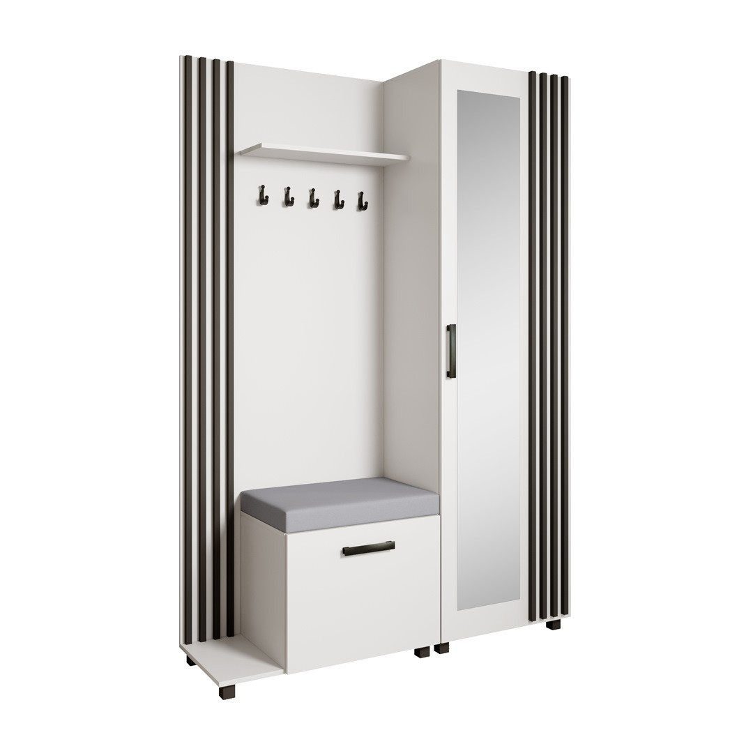 Beautysofa Garderoben-Set Livia – Design, Funktion und Ordnung in Perfektion, (Geräumiger Schuhschrank, mit praktischer Kleiderstange)