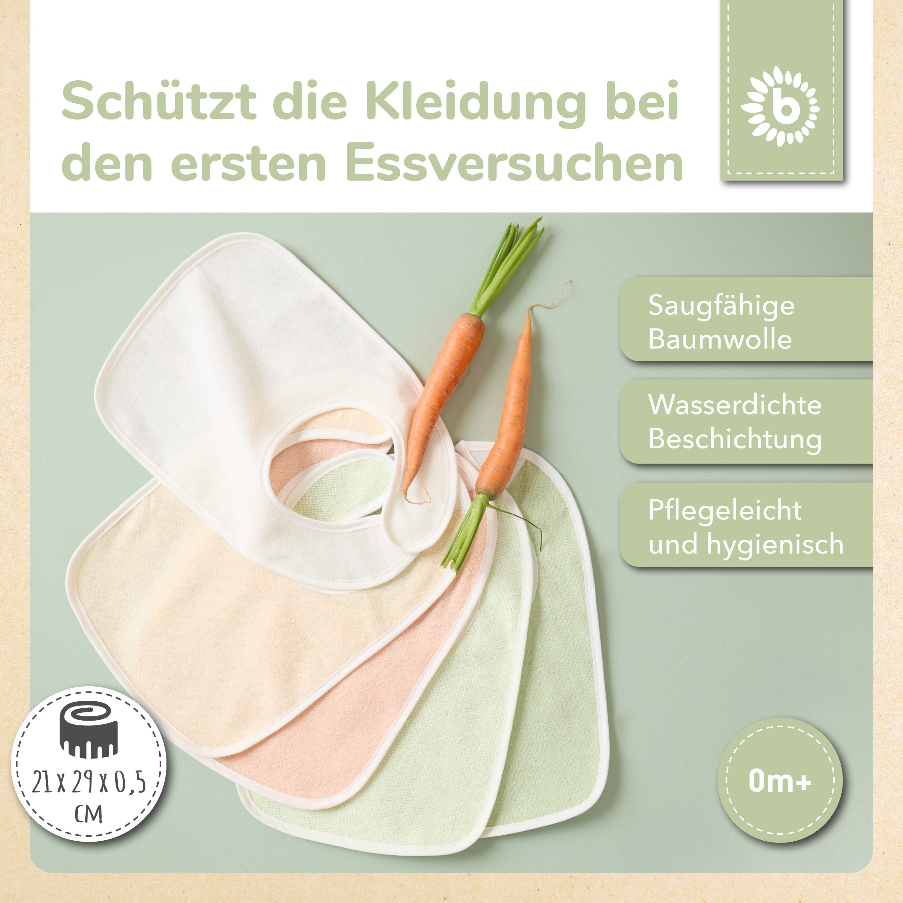 BIECO Lätzchen 5er Pack Baby Lätzchen mit Klettverschluss