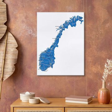 Posterlounge Leinwandbild Editors Choice, Karte Norwegen, Wohnzimmer Illustration