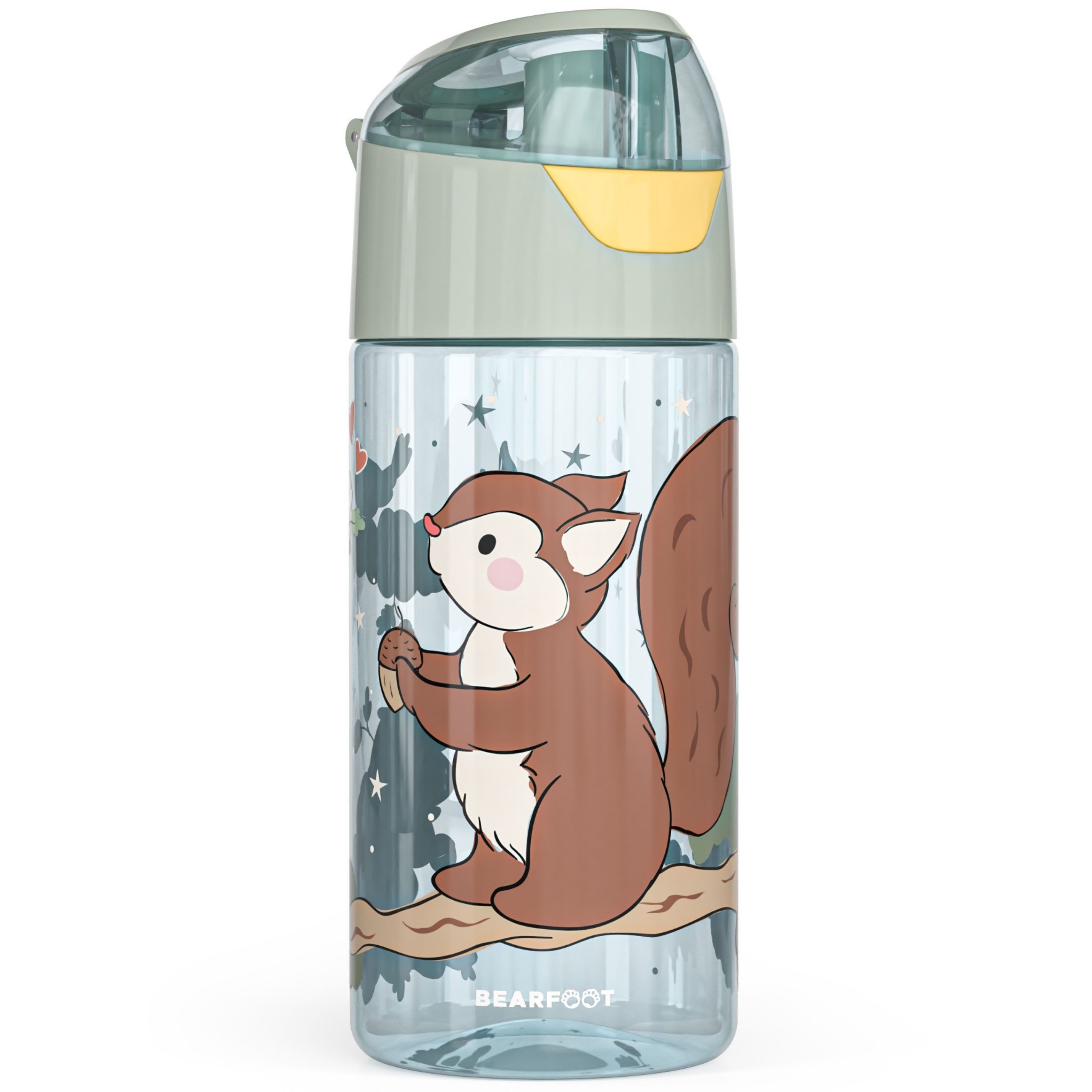 BEARFOOT Trinkflasche Trinkflasche Kinder, leichte Wasserflasche-Eichhörnchen sage