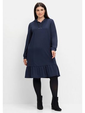 Sheego Shirtkleid Große Größen mit Kapuze und Volant am Saum