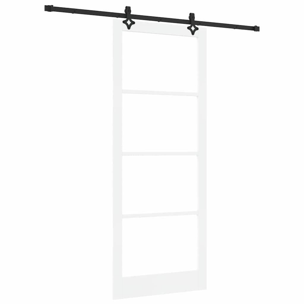 vidaXL Haustür Schiebetür Weiß 93 x 232 cm Massivholz Kiefer und Glas (1-St)