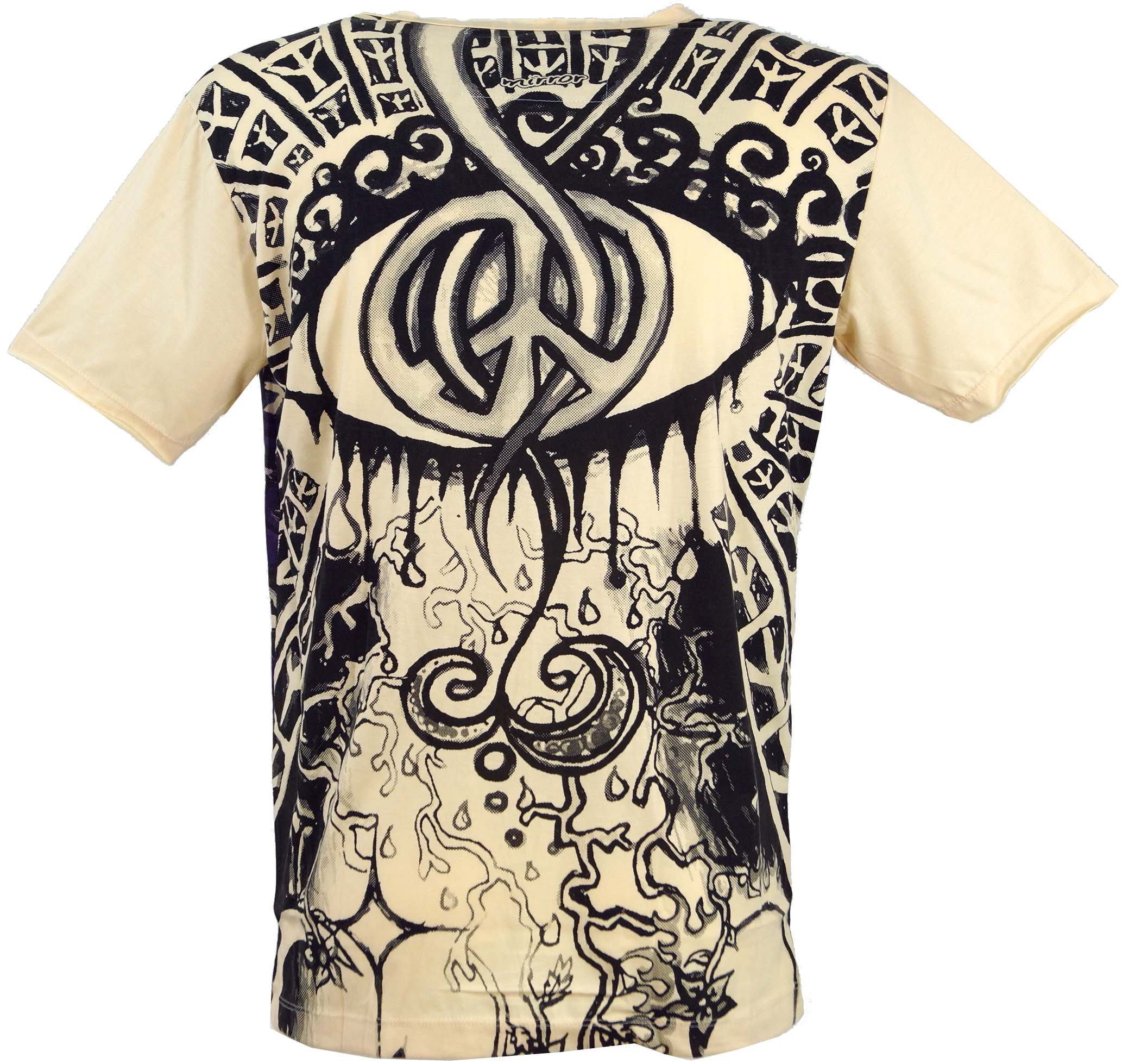 Guru-Shop T-Shirt Mirror T-Shirt - Peace vanille Goa Style, Festival, alter günstig online kaufen