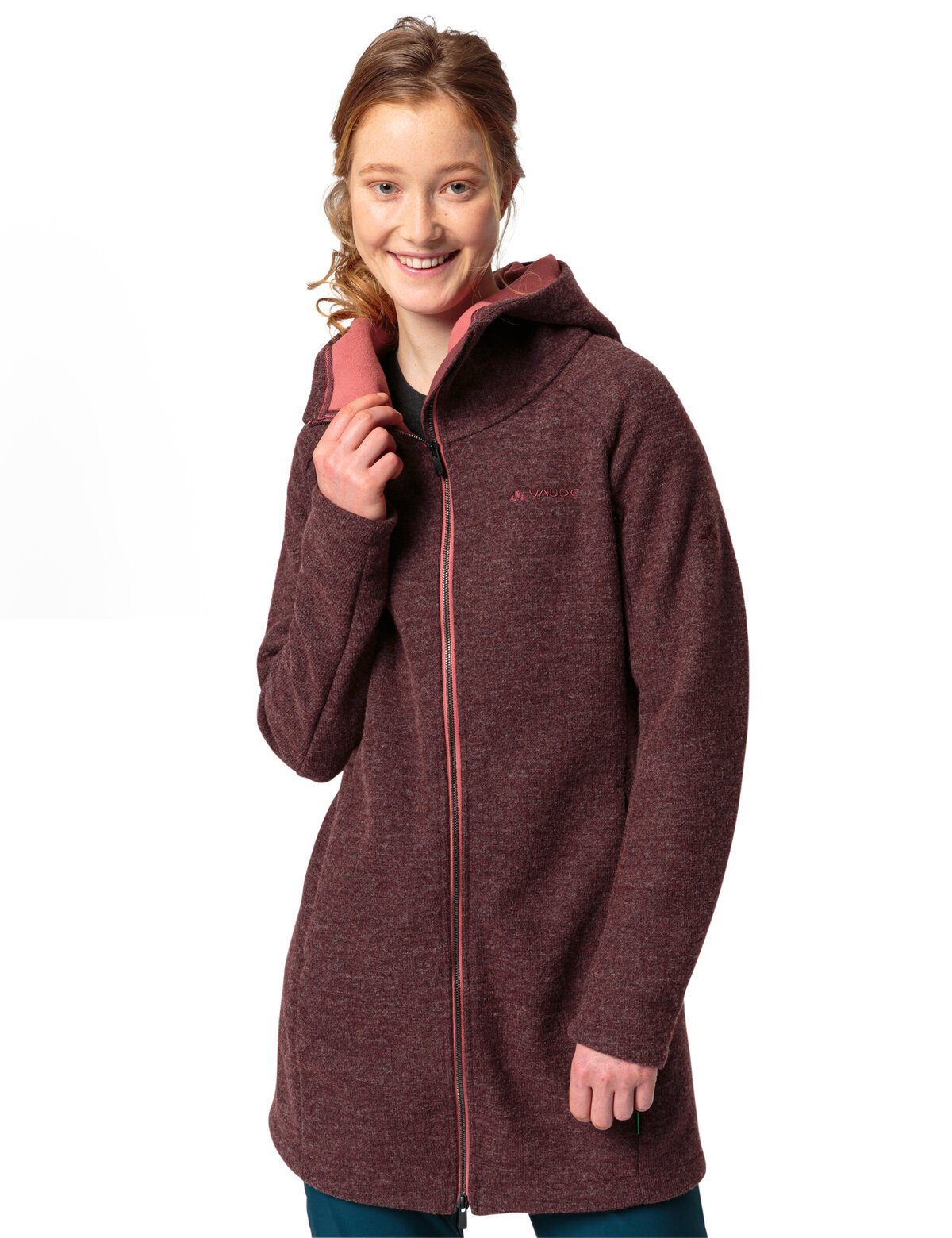 VAUDE Outdoorjacke Women's Tinshan Coat (1-St) cherry Klimaneutral III kompensiert dark