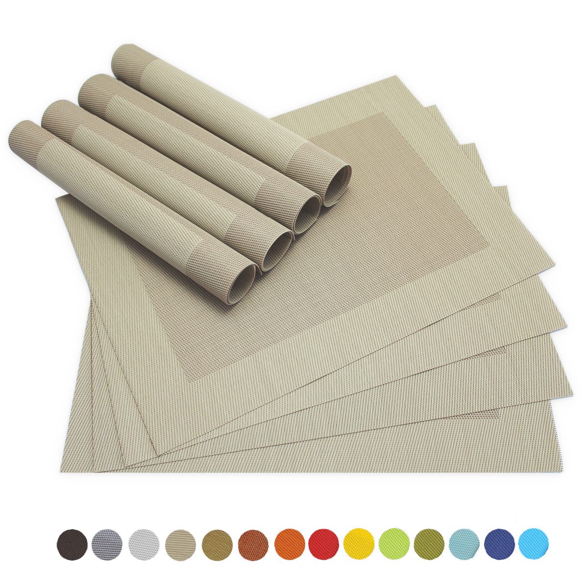 matches21 HOME & HOBBY Platzset Tischsets BORDA 8er Set Beige als Tischunte günstig online kaufen