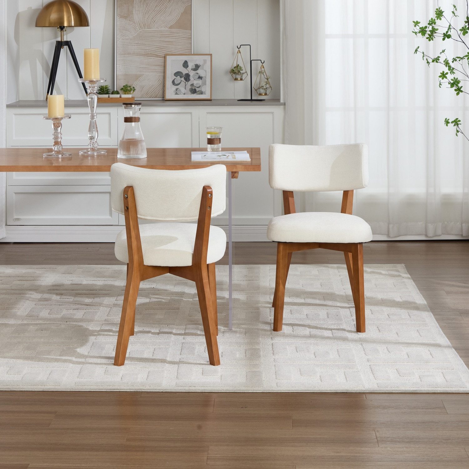ANYSUN Esszimmerstuhl 2er Set mit gepolstertem Sitz & Holzbeinen., 77cm hoch, mit gepolsterter Rückenlehne, bis 200 kg belastbar – Bild 3 von 5