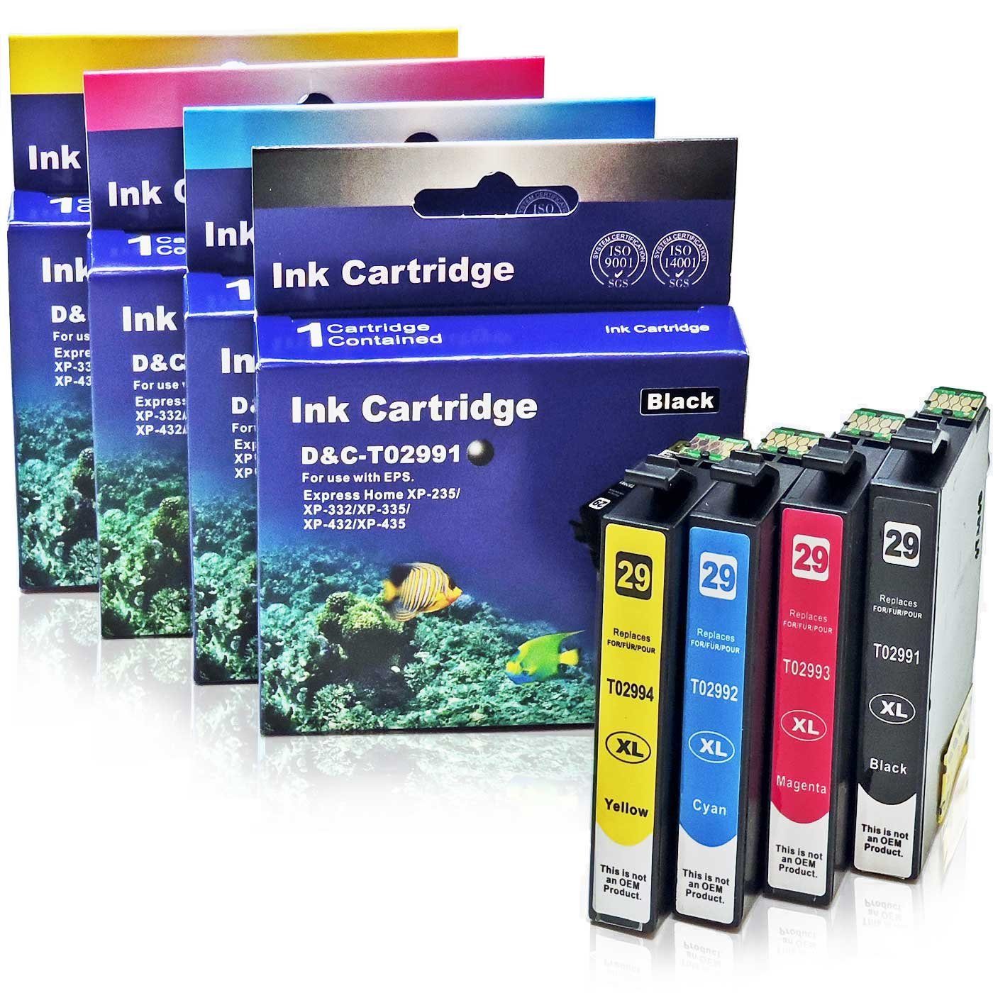 D&C Kompatibel Epson Erdbeere, 29XL, C13T29964010, T2996 Multipack 4-Farbe Tintenpatrone