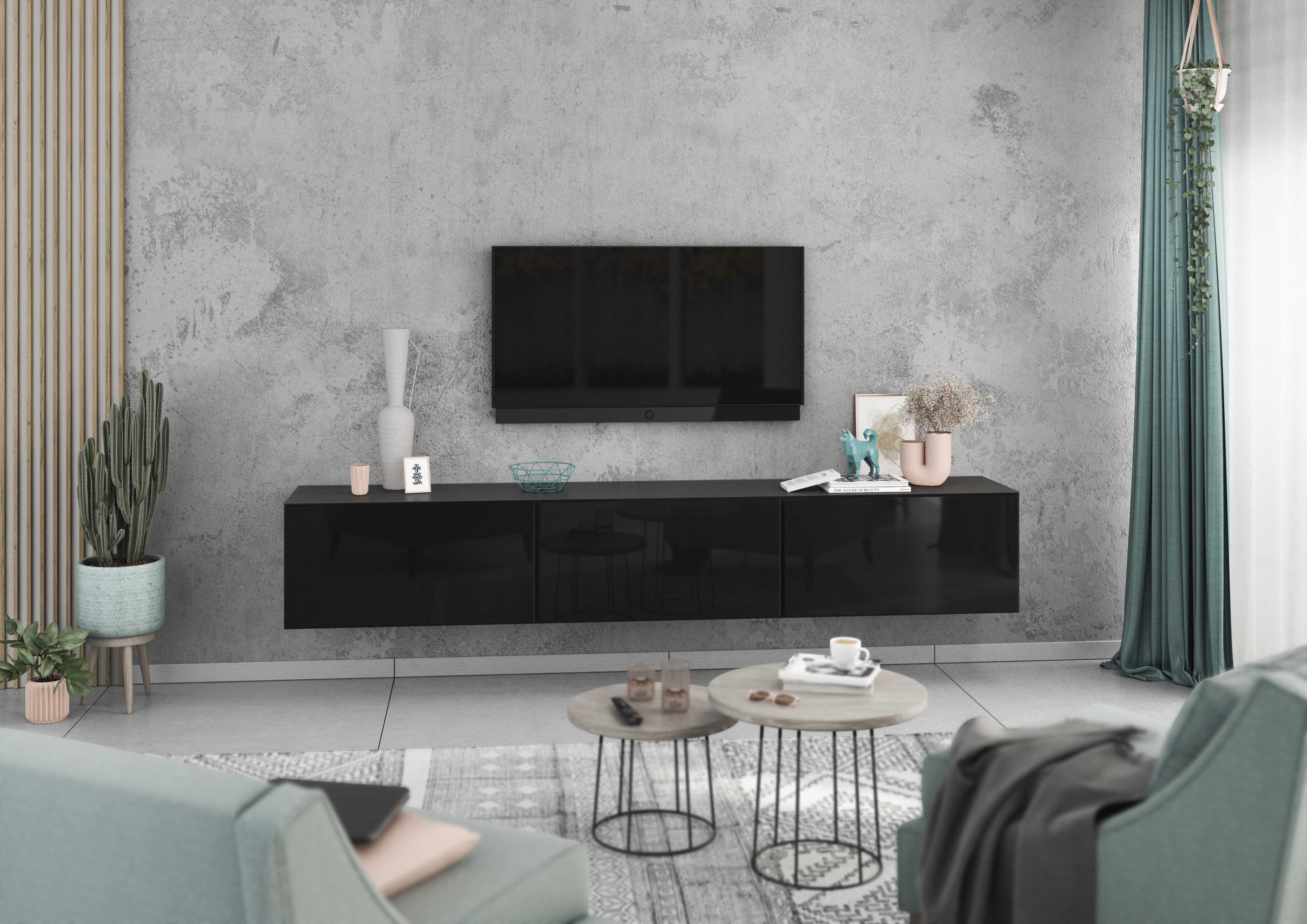 BMG Möbel Lowboard Modul+ (3 tlg., bestehend aus 3x Schrank mit Klappe), 228 cm breit, mit Soft-Close, Made in Germany