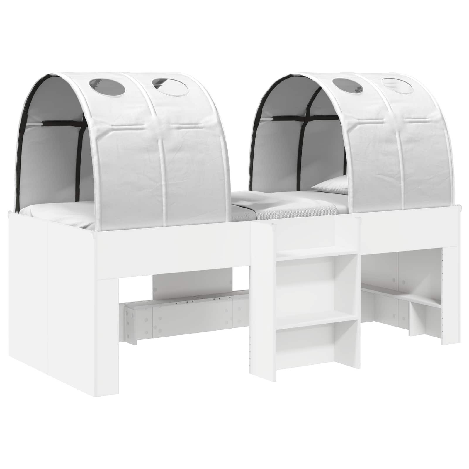vidaXL Bett Hochbett für Kinder mit Tunnel 3 stk. Weiß Holzwerkstoff (3-tlg)