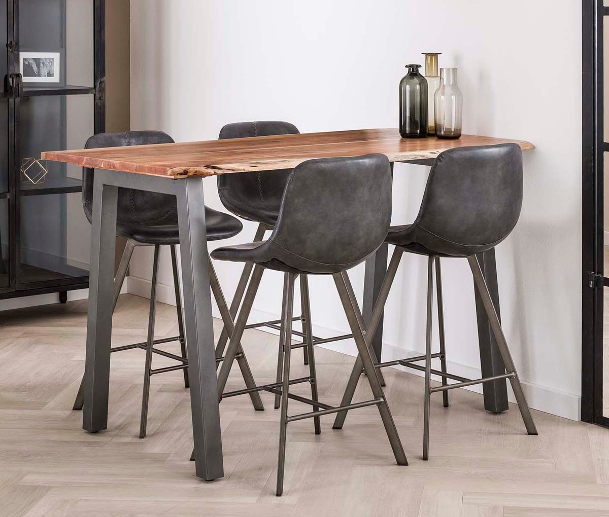 Maison ESTO Bartisch Hochtisch WOOD mit Baumkante aus Akazienholz 147 x 80 cm Stehtisch, Höhe: 92 cm