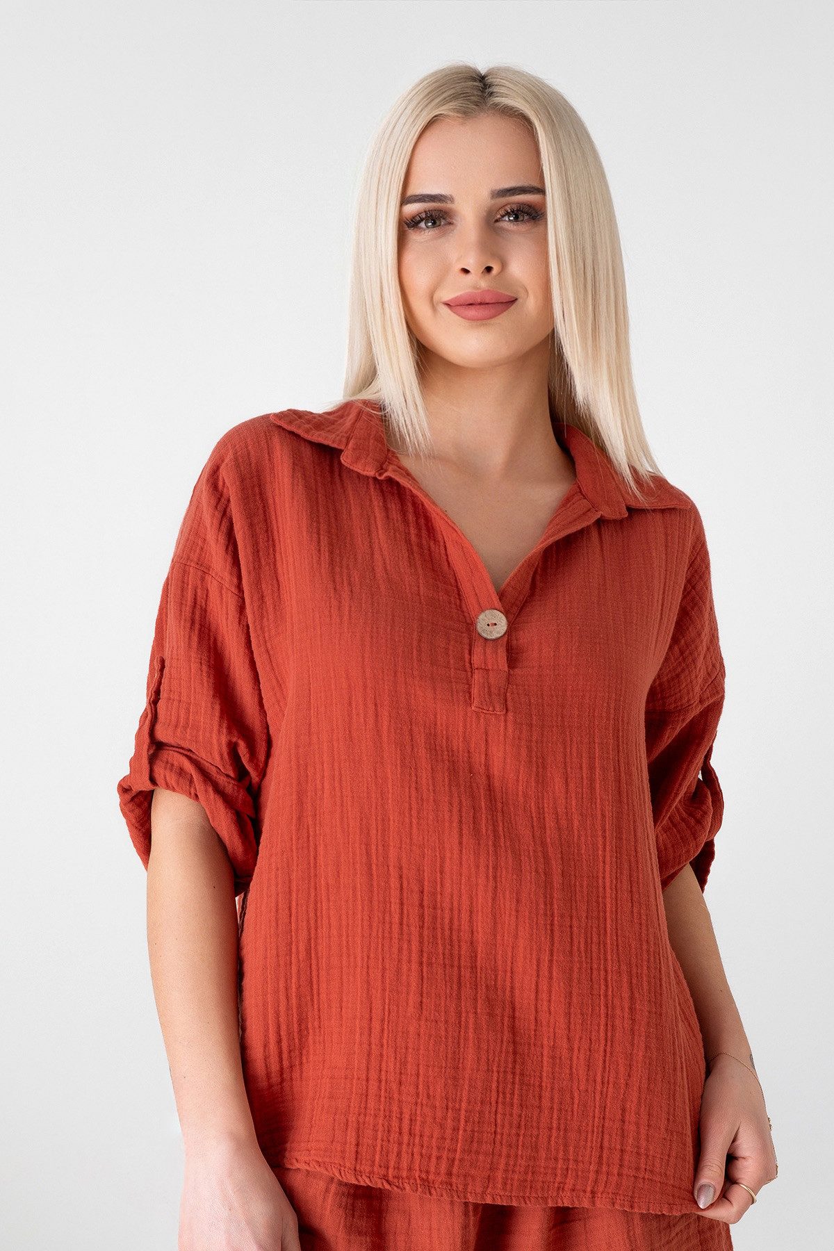 WENOR Schlupfbluse Musselin, 100 % Baumwolle, Halbarm, günstig online kaufen