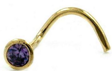 unbespielt Nasenpiercing Nasenstecker 2,5 mm Spirale mit Zirkonia lila-violett 750 Gold, Goldschmuck für Damen und Herren