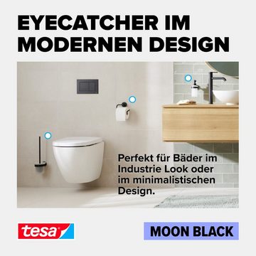 tesa Toilettenpapierhalter MOON Toilettenrollenhalter ohne Bohren - 9,9 cm : 14 cm : 5,3 cm (Packung, 1-St., inkl. Klebelösung), selbstklebender WC-Rollenhalter - schwarz
