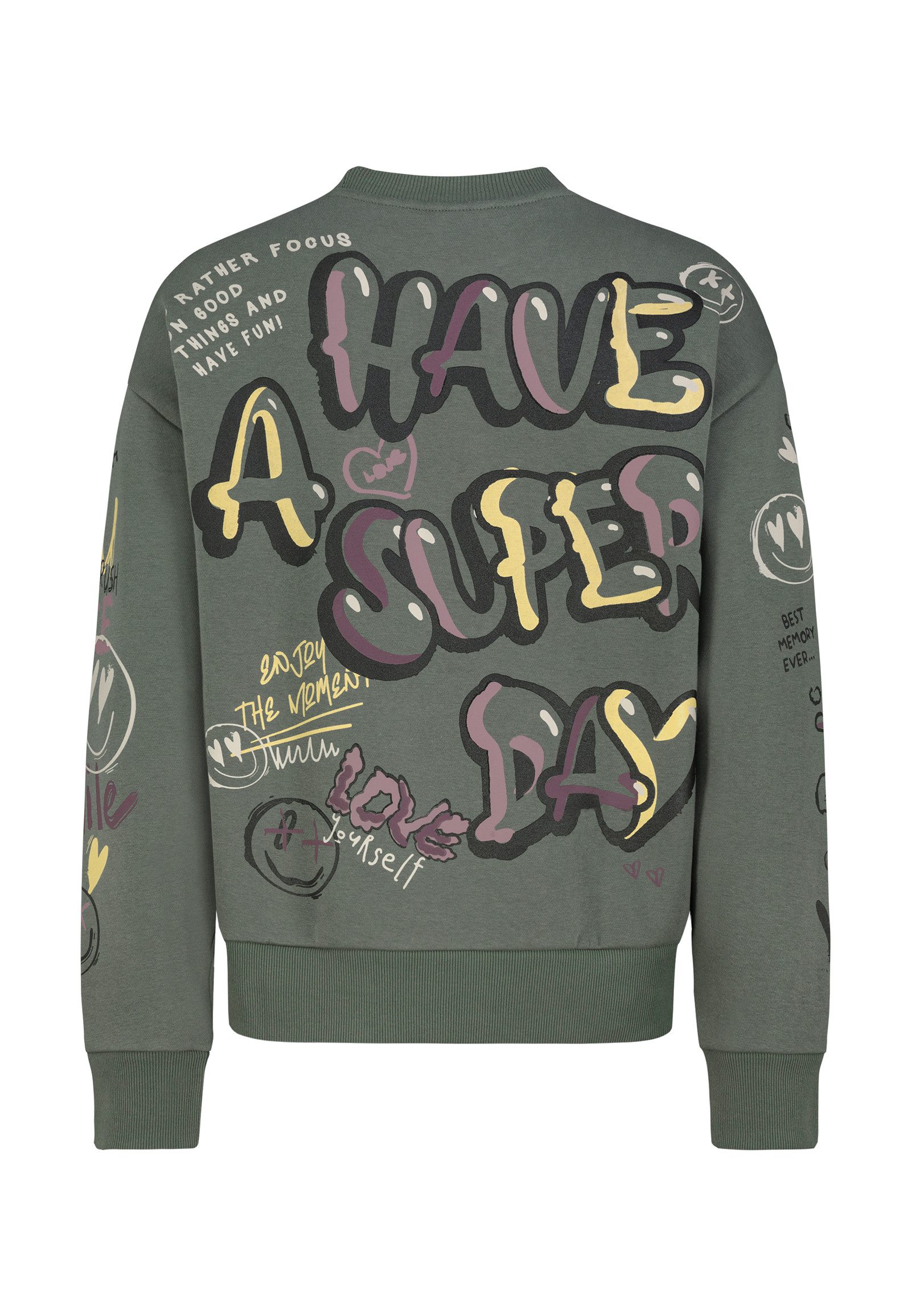 SUBLEVEL Sweatshirt Damen Pullover langarm im Alloverprint Sweater, Sweatpullover
