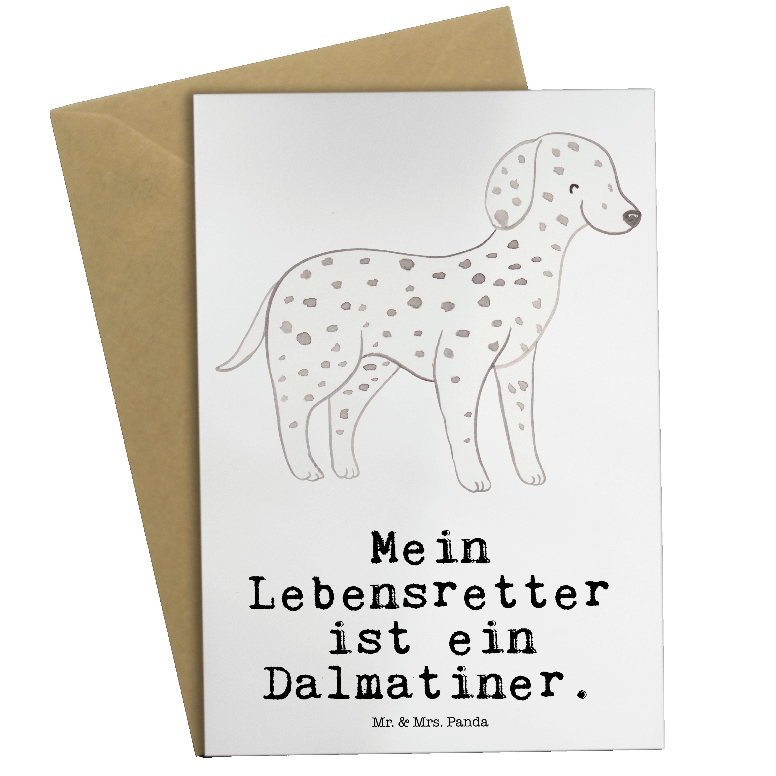 Mr. & Mrs. Panda Grußkarte Dalmatiner Lebensretter - Weiß - Geschenk, Hochzeitskarte, Geburtstag
