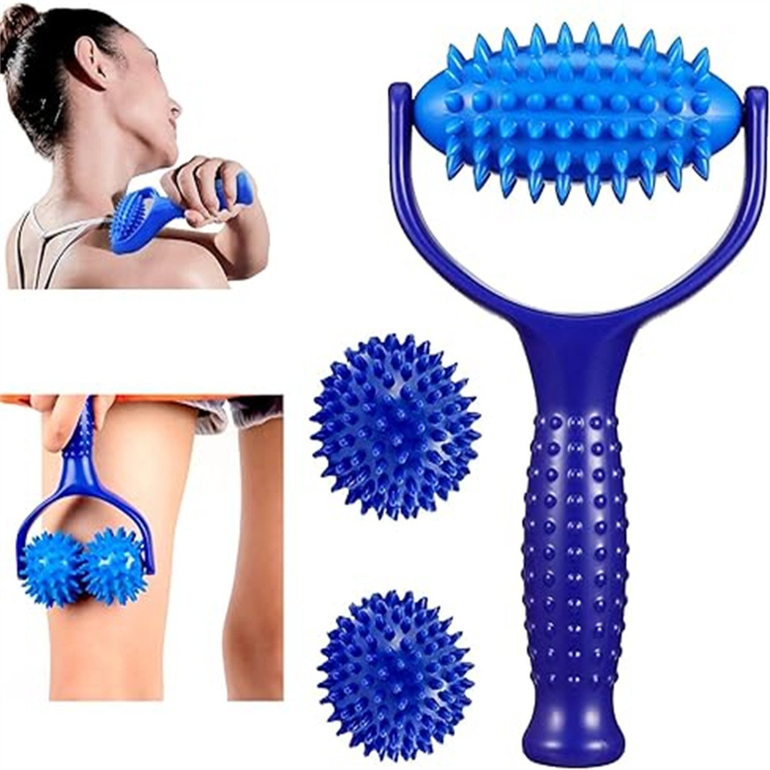 feinlux Massageroller Massageroller 3 StüCke MassagebäLle Massage Roller, Set, Massageroller mit Noppen, 2+1Multifunktionaler Massage Roller