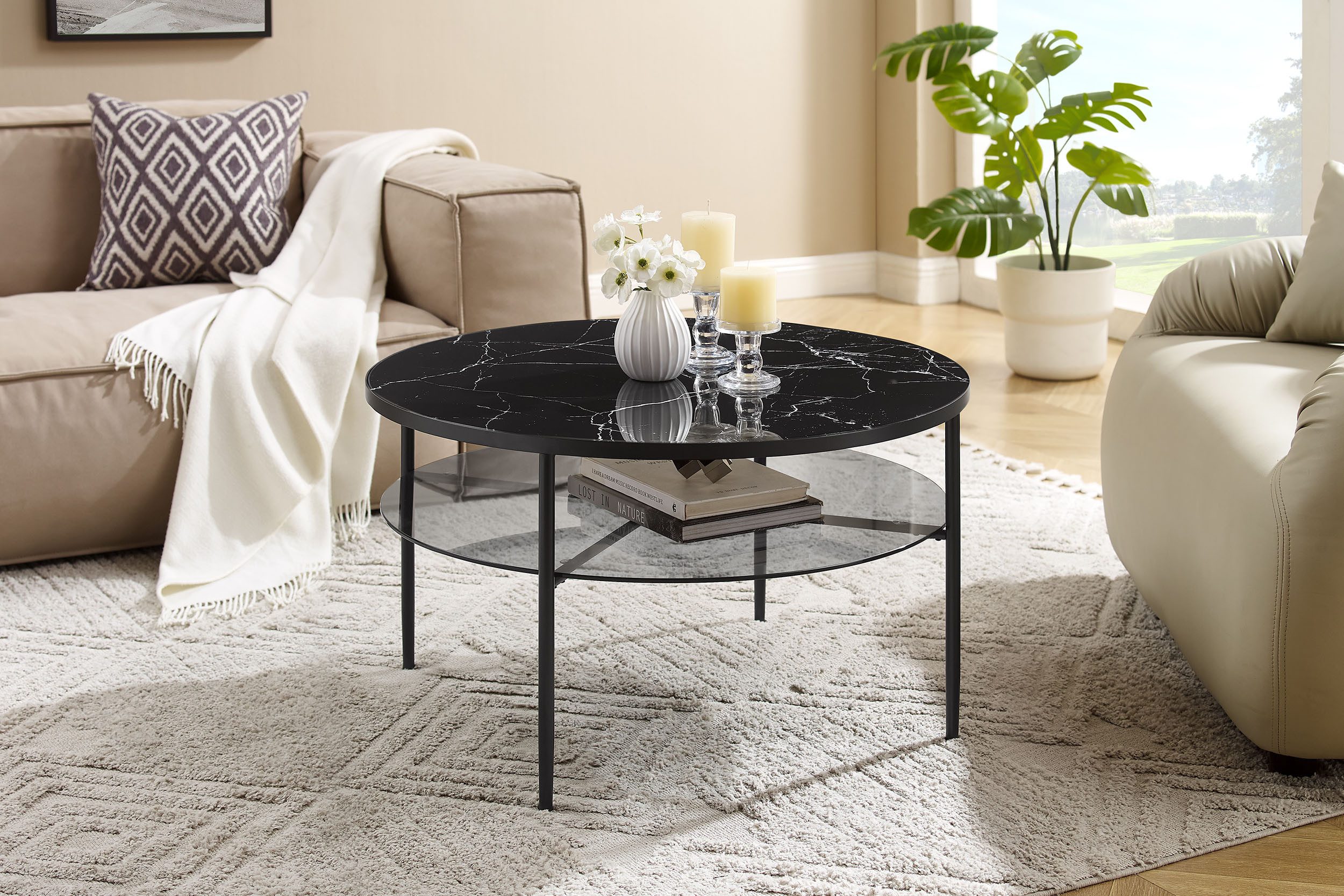 SalesFever Couchtisch Designer Couchtisch (1-St), Tischplatte in Marmoroptik