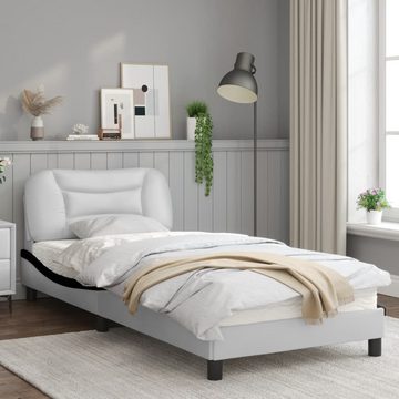 vidaXL Bett Bettgestell mit LED Weiß und Schwarz 80x200 cm Kunstleder