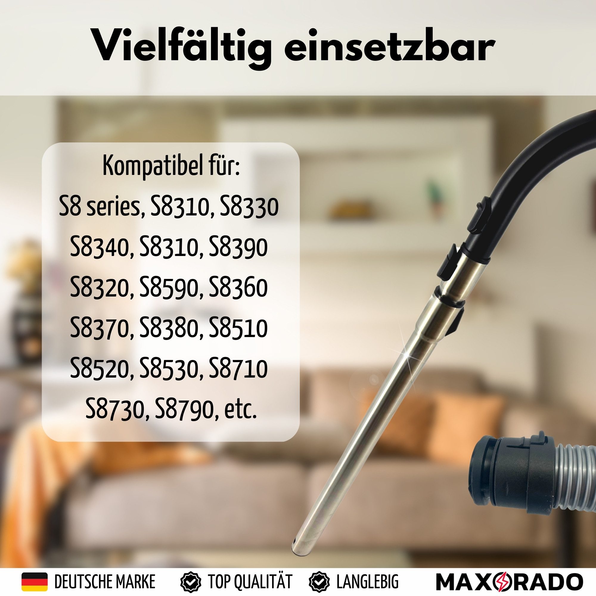 Maxorado Staubsauger-Verlängerungsrohr Rohr Handgriff Schlauch für Miele S8340 S8320 S8310 S8350 Staubsauger, Zubehör für Staubsauger S8 S8000 Serie, S8360 S8370 S8380 S8630 S8730 S8510 Ersatzteile