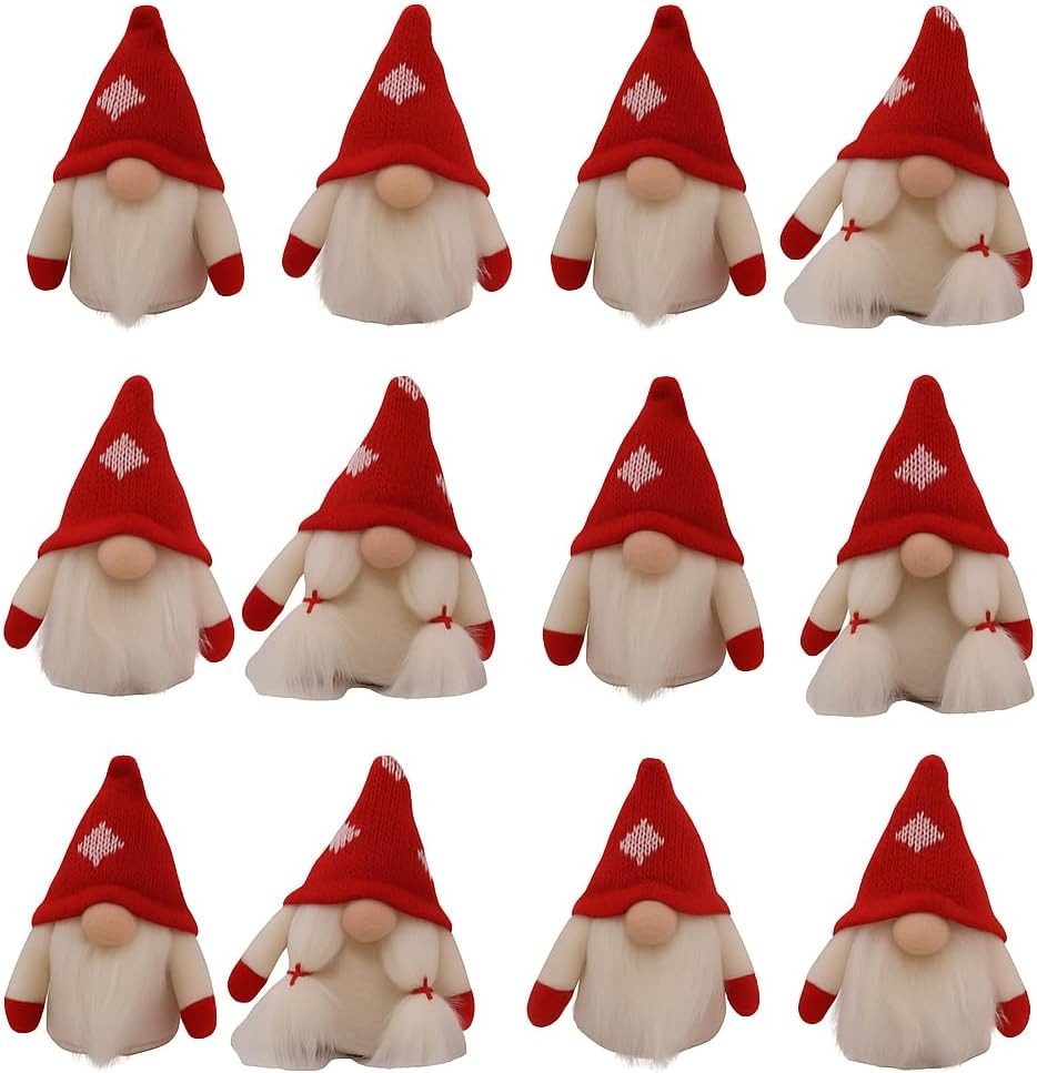 hausleben Wichtel - Deko 9 cm (12 St), Weihnachtswichtel, 2 Sorten, je 6er Set