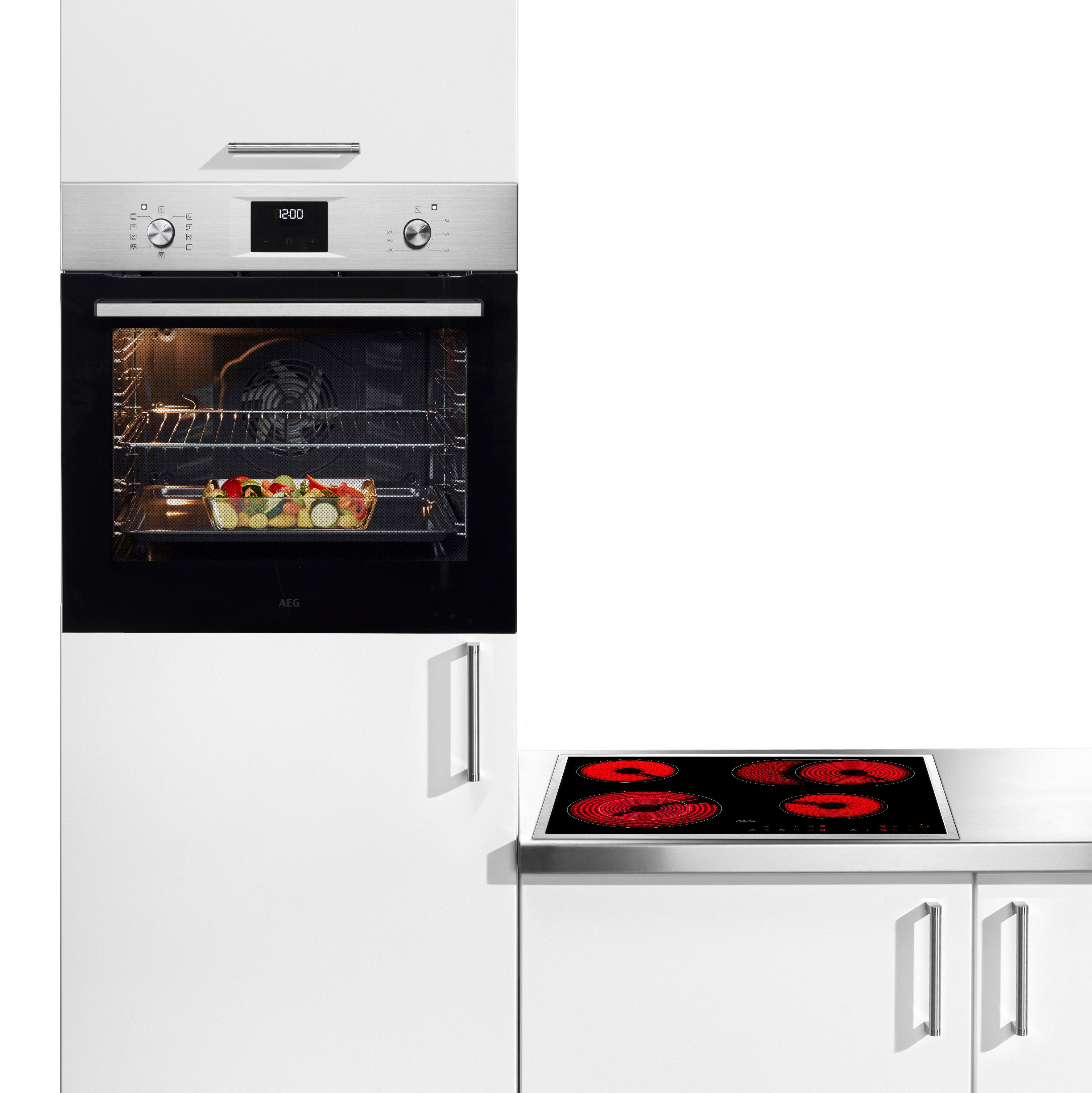 AEG Backofen-Set HH25BSM, Aqua Clean, Glaskeramikkochfeld, autarker Backofen, mit Timer-Funktion