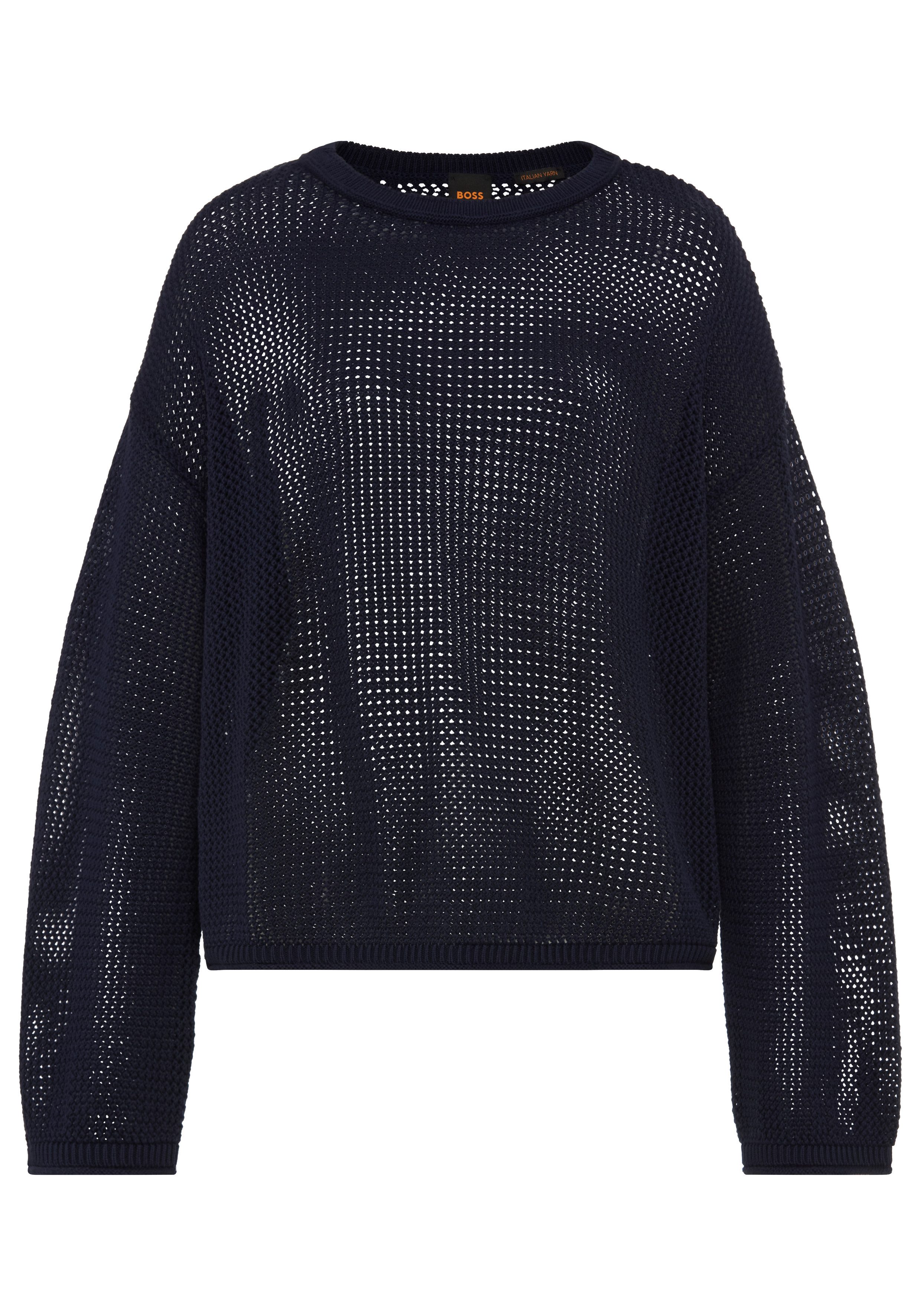 BOSS ORANGE Strickpullover Farde Premium Damenmode in Mesh-Struktur, Relaxed Fit