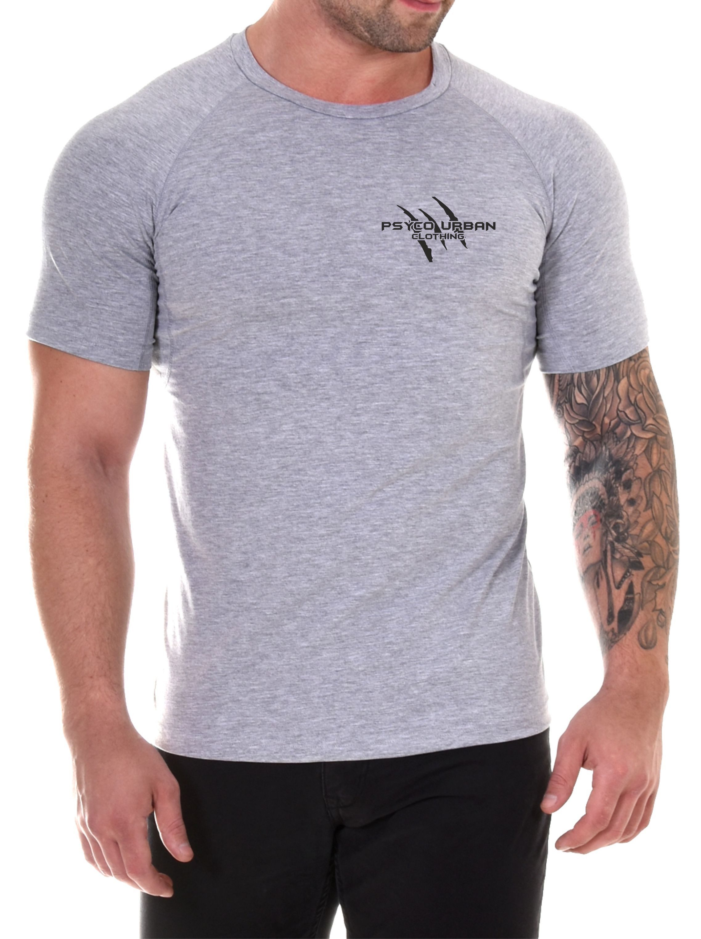 Psycho Urban Print-Shirt (Set) Basic Fitness T-Shirt im Doppelpack