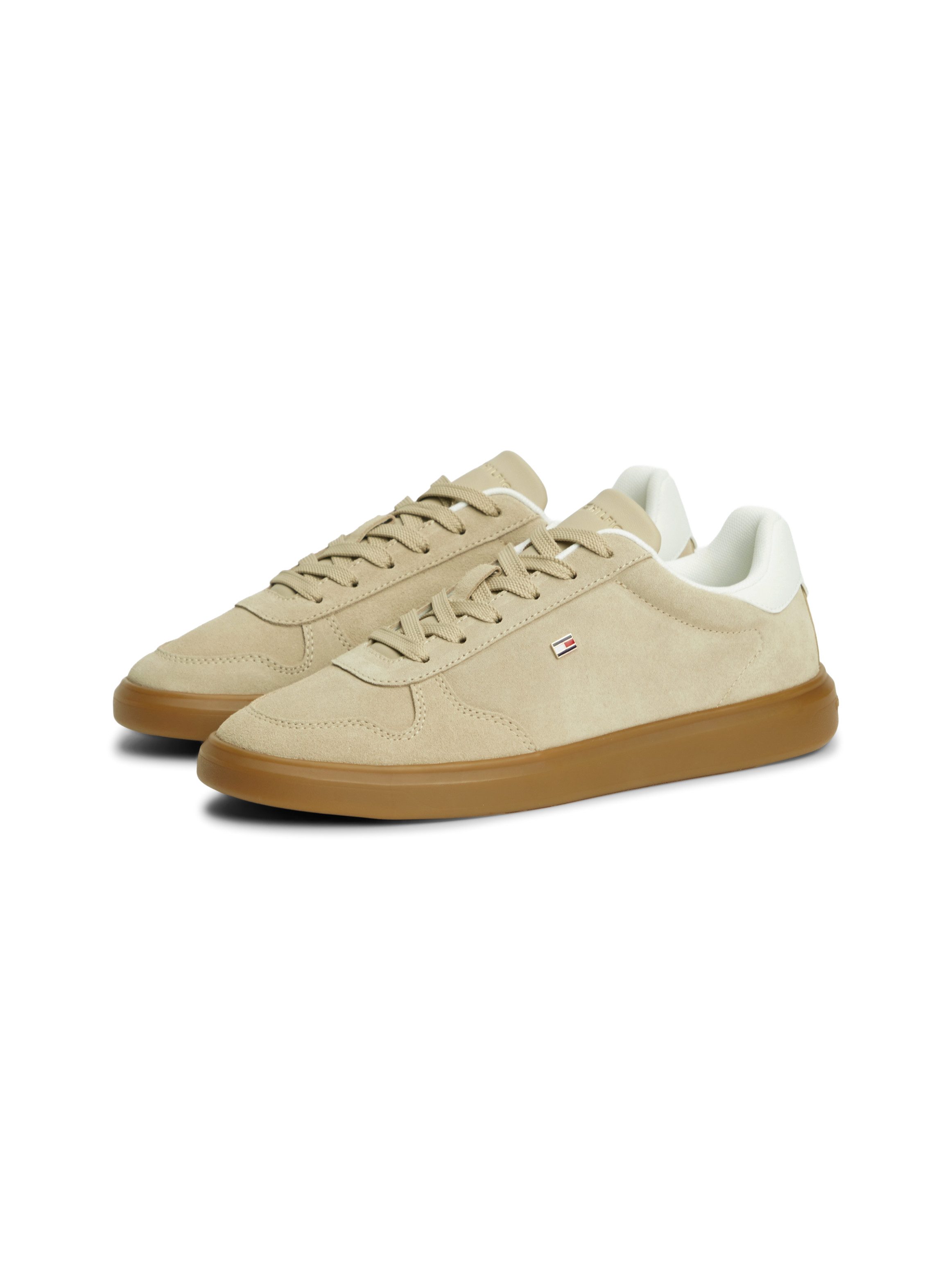 Tommy Hilfiger TH ICON COURT LIGHT SUEDE Plateausneaker Freizeitschuh, Halbschuh, Schnürer mit Kontrastbesatz