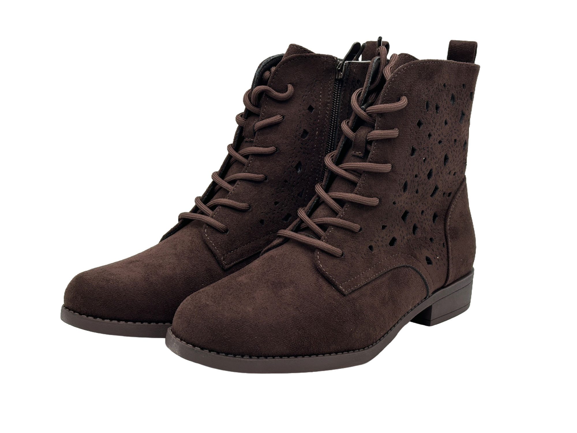 Nowaland Damen Schnür Stiefelette mit Reißverschluss Stiefelette Moderne Western-Stiefelette mit dekorativer Schnürung