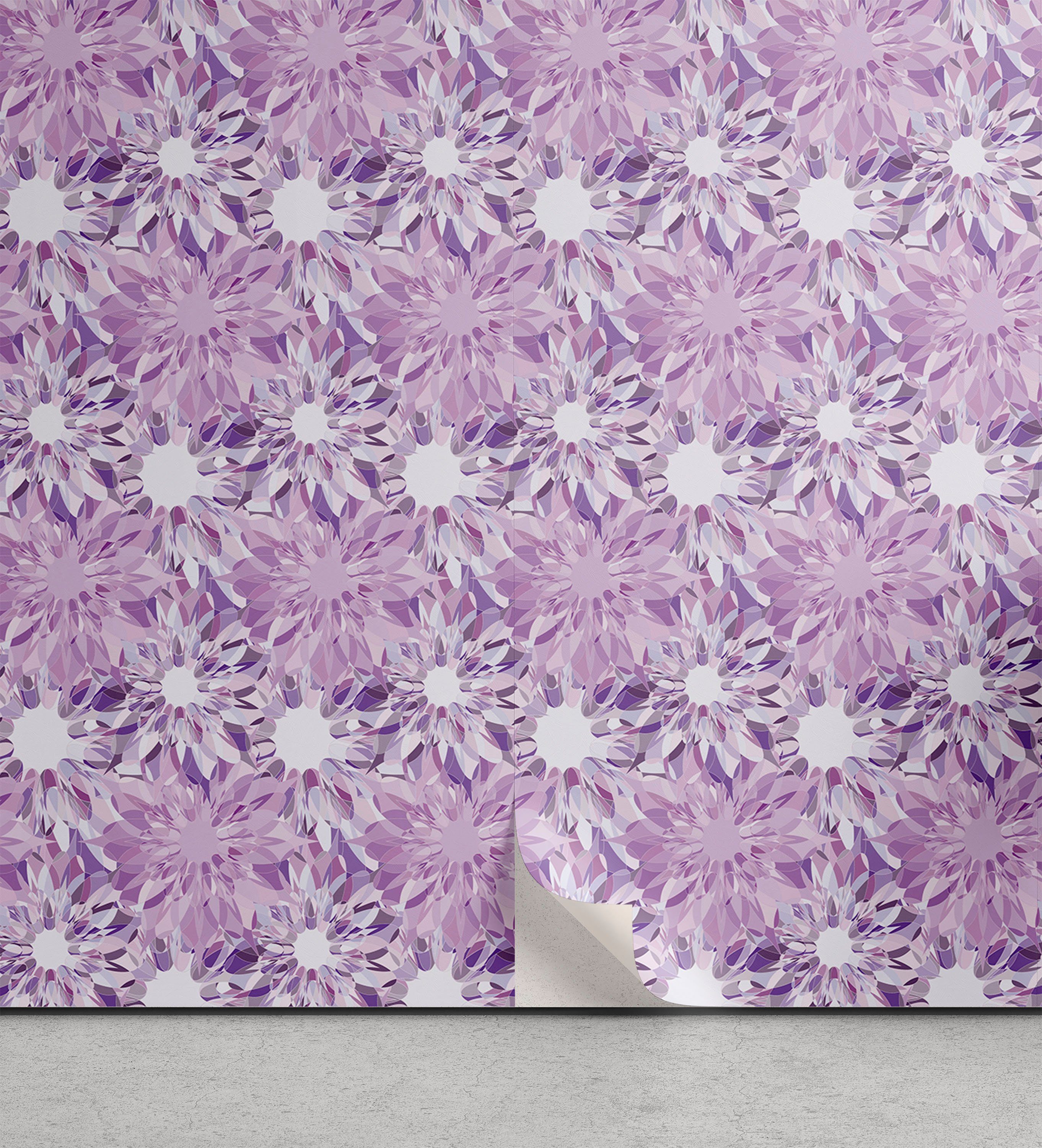 Floral Wohnzimmer Vinyltapete Küchenakzent, Digitales Retro Abakuhaus selbstklebendes Design