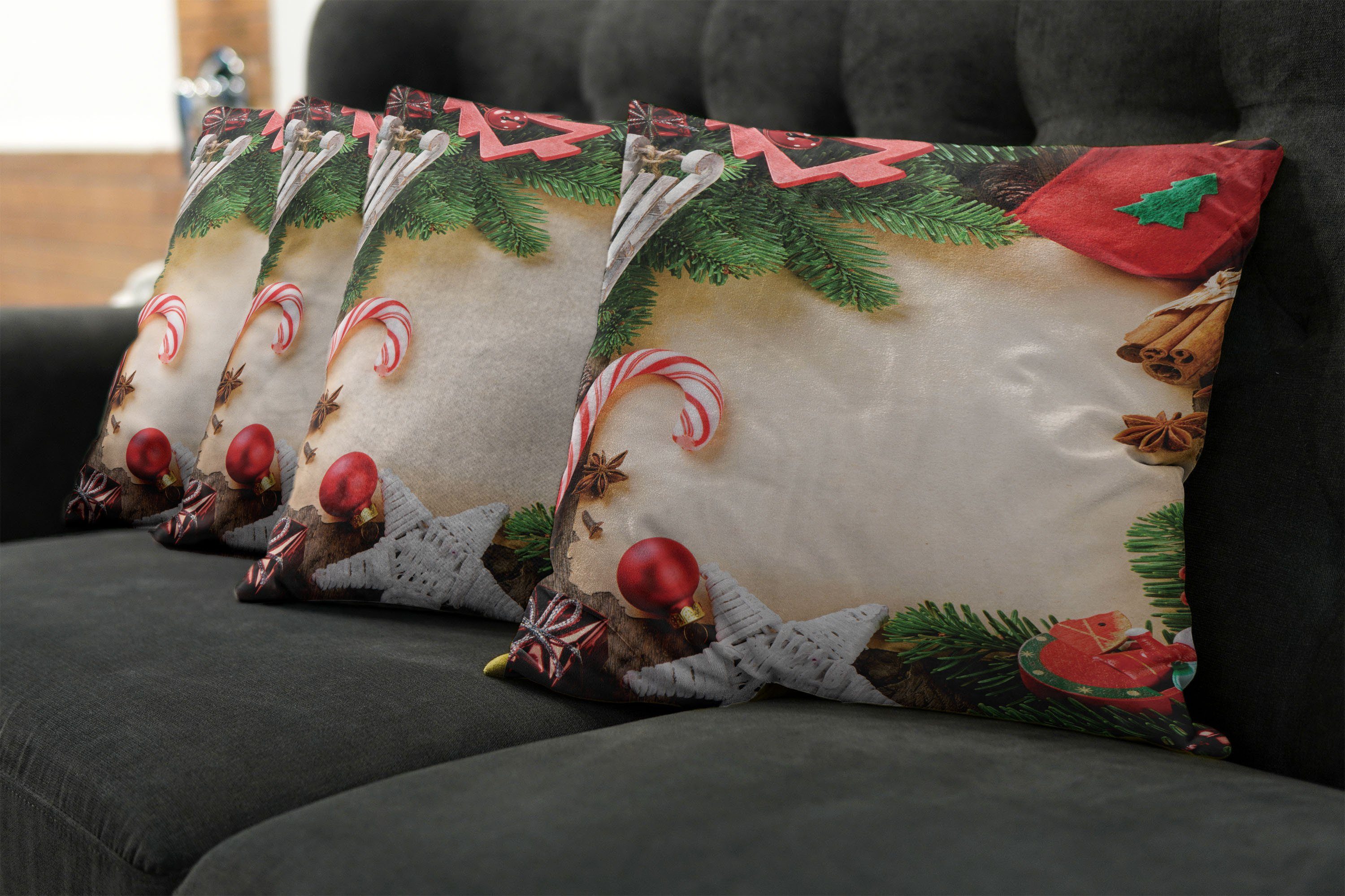 Kissenbezüge Modern Accent Doppelseitiger Weihnachten Cinnamon Candy Abakuhaus (4 Digitaldruck, Stück), Cane