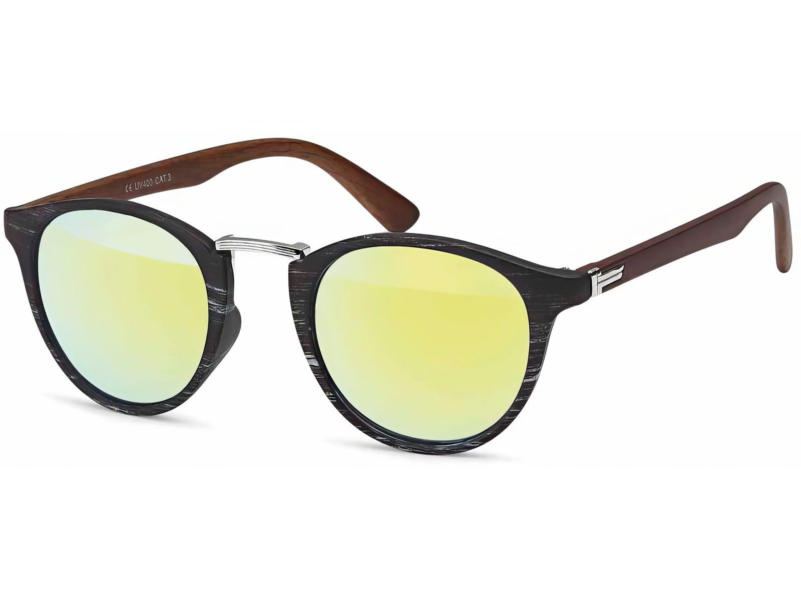 styleBREAKER Sonnenbrille Panto Sonnenbrille Holzoptik Runde Retro Brille UV400 (1-St)