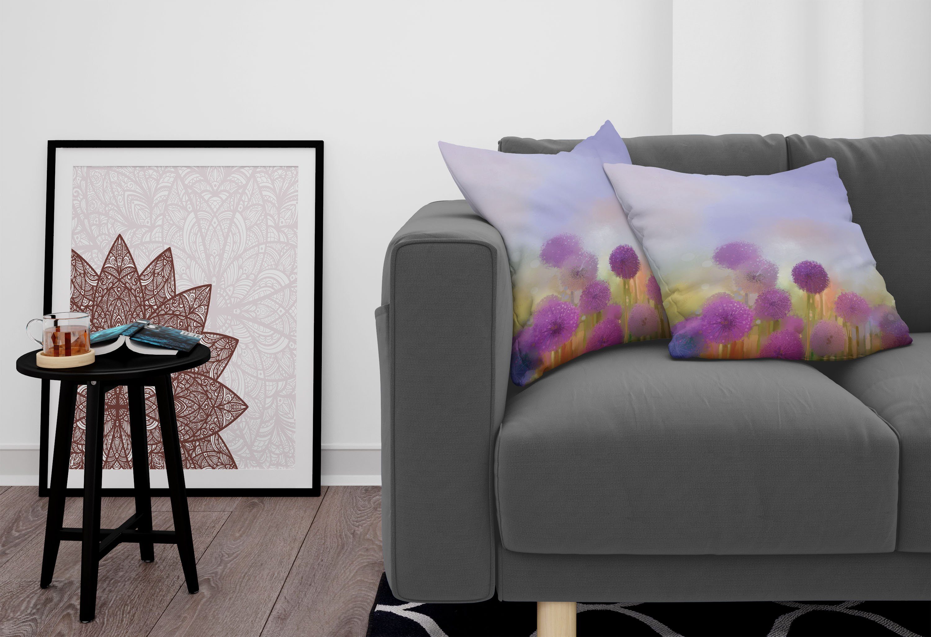 Kissenbezüge Modern Accent Doppelseitiger (2 Blumen Blumen Abakuhaus Stück), Digitaldruck, Pastell Zwiebel