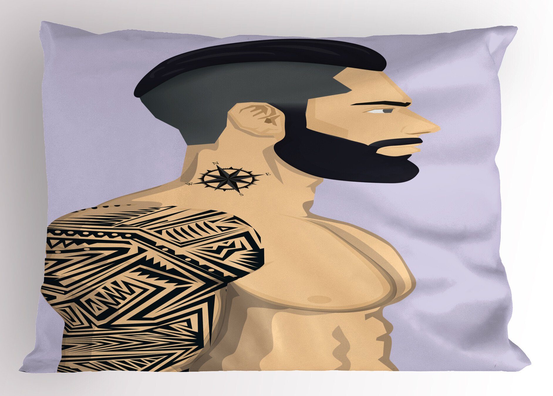 Kissenbezug, Mann King Junger Tattoo Abakuhaus Muskuläre Gedruckter Standard (1 Dekorativer mit Size Kissenbezüge Junge Stück),