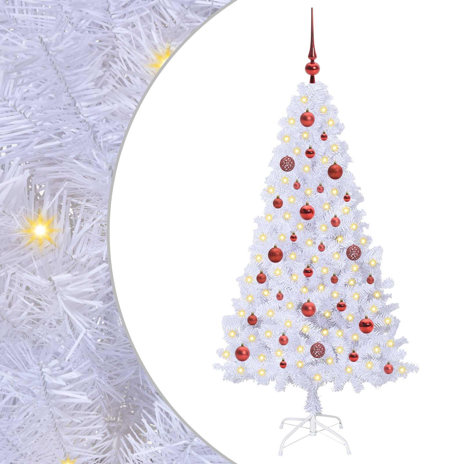 vidaXL Künstlicher Weihnachtsbaum Künstlicher Weihnachtsbaum Weiß 150 cm PVC und Stahl