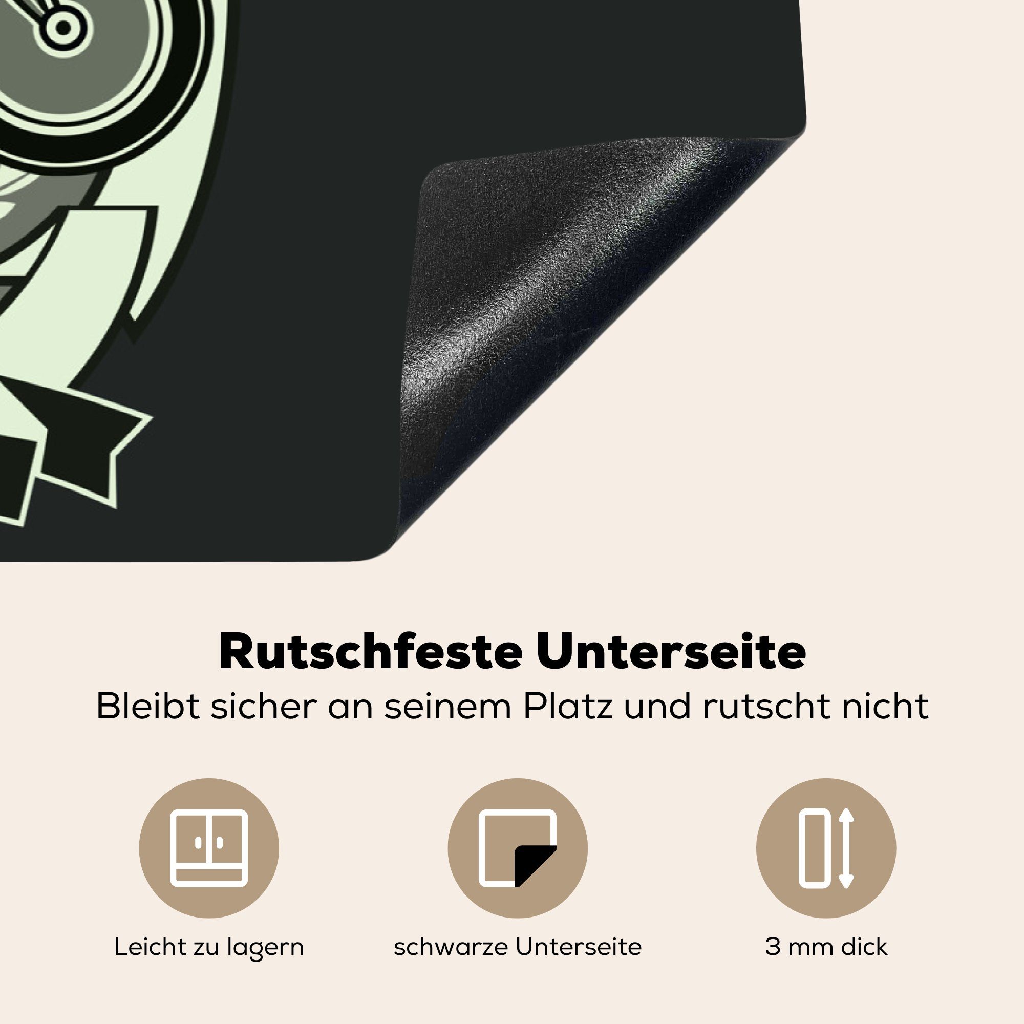 Induktionskochfeld für (1 - Vinyl, MuchoWow tlg), Schutz cm, die Zeichnung - Herdblende-/Abdeckplatte Motorrad Ceranfeldabdeckung Retro, küche, 81x52