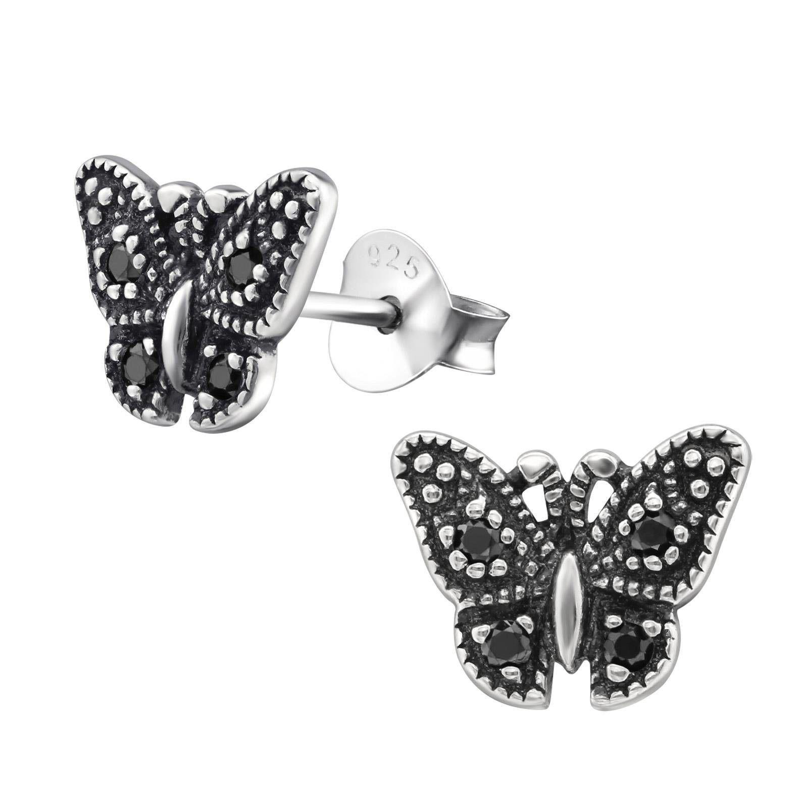 Monkimau Paar Ohrstecker »Schmetterling Ohrringe Silber Damen Ohrstecker«  (Packung, 2 x Ohrstecker (1 Paar), mit Kristallen