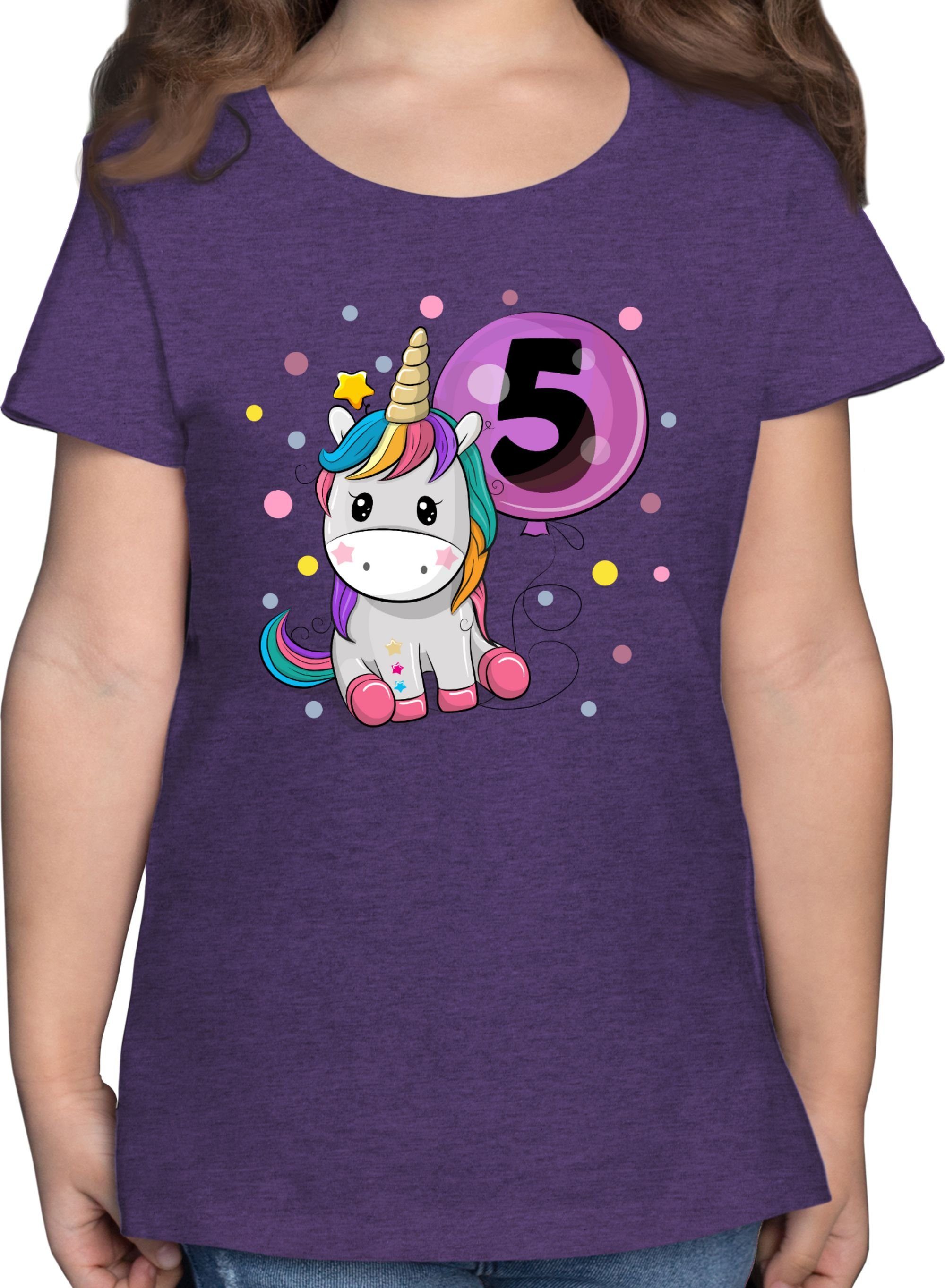 Shirtracer T-Shirt Einhorn 5 Geburtstag Mädchen I Kindergeburtstag 5 Jahre 5. Geburtstag
