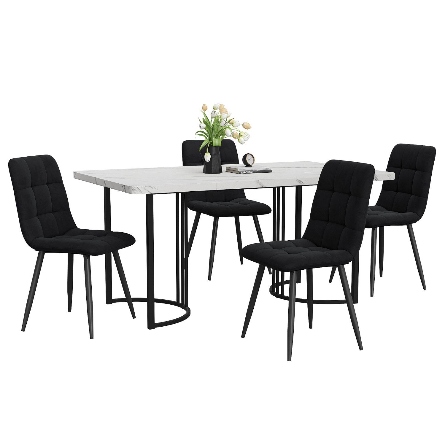 Flieks Essgruppe, (Set, 5-tlg., 140×80cm Tischplatte), Esstisch mit 4 Stühl günstig online kaufen