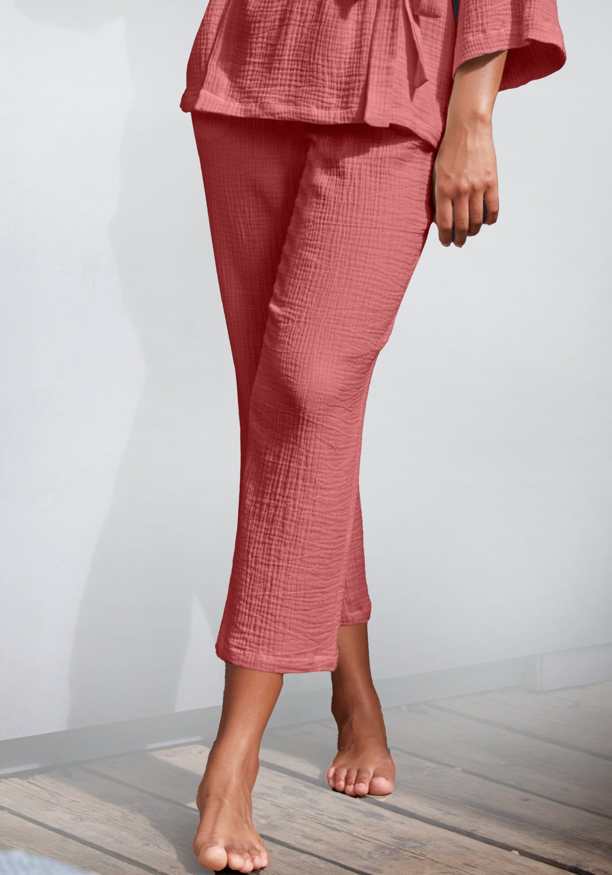 s.Oliver Culotte aus gewebtem Musselinstoff Rostrot | Weite Hosen