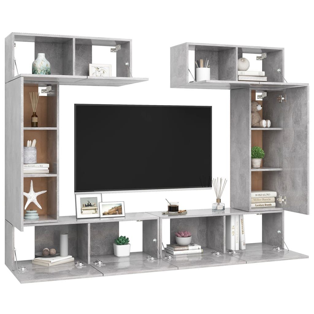 vidaXL TV-Schrank 6-tlg. TV-Schrank-Set Betongrau Holzwerkstoff günstig online kaufen