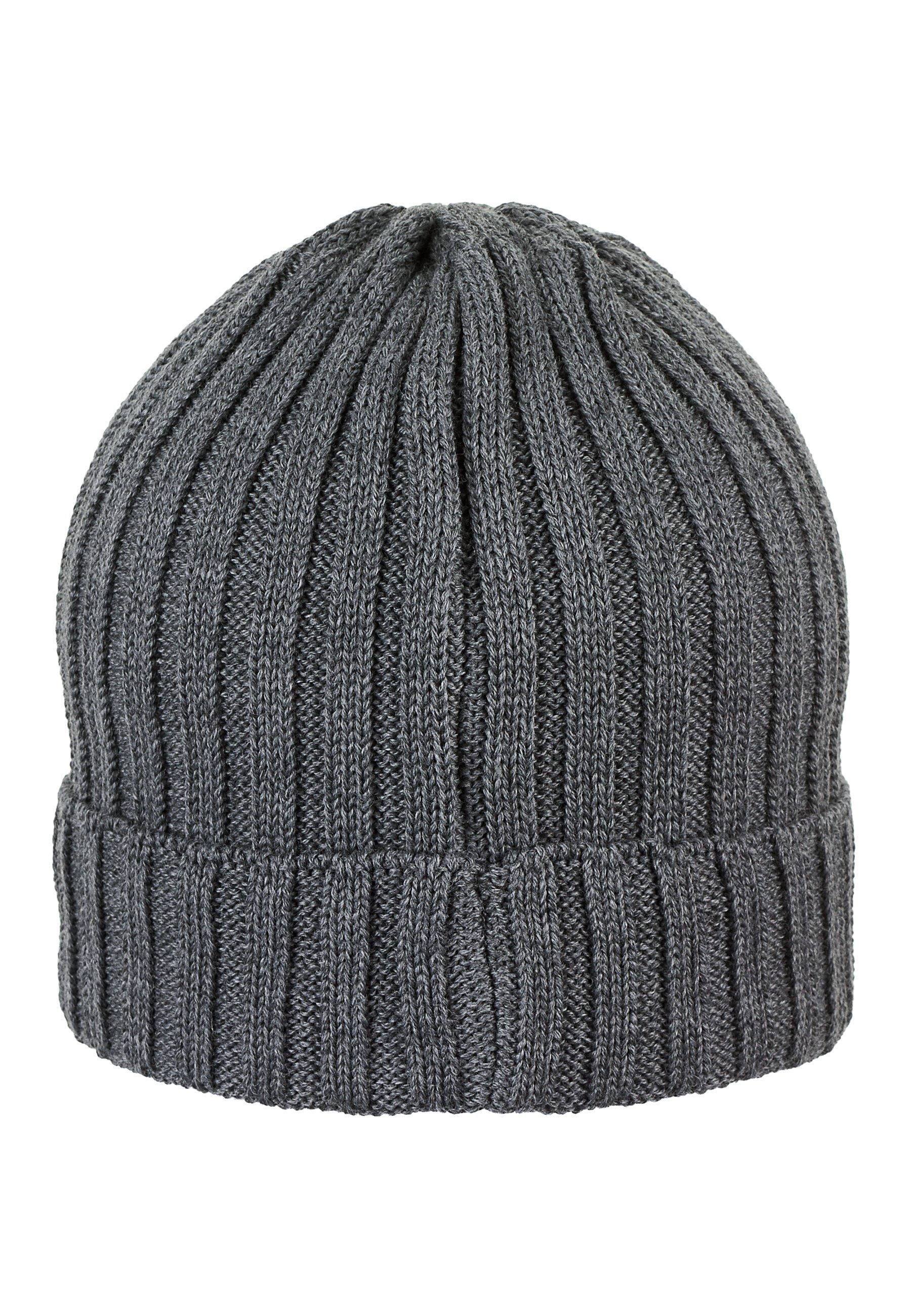 Sterntaler® Strickmütze Strickmütze (1-St., Beanie für aus mit Babymütze Merinowolle Umschlag kalte für Strick unifarben Tage) Kinder anthrazit-meliert ideal