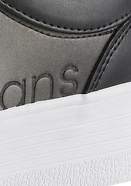 Calvin Klein Jeans BOLD VULC FLATF LOW LTH IN SAT Plateausneaker mit Logoschriftzug, Freizeitschuh, Halbschuh, Schnürschuh